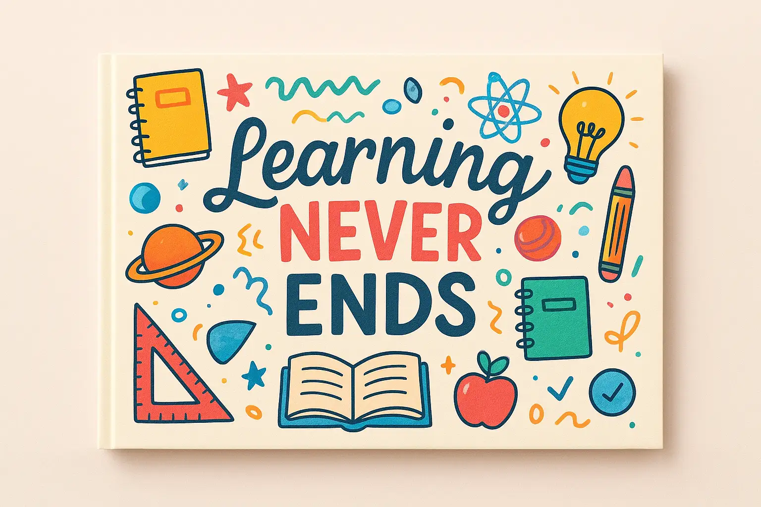 Creative teachers attendance register cover decoration with colorful doodles, quotes, and artistic classroom design